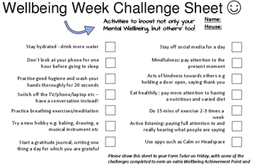 Nower Hill's Wellbeing Week