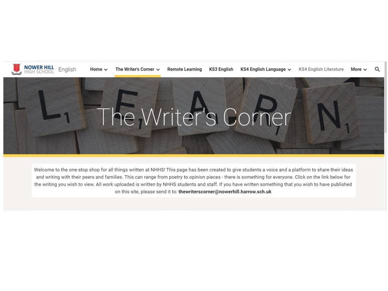 Outstanding Work, The Writer's Corner - News - Nower Hill High School